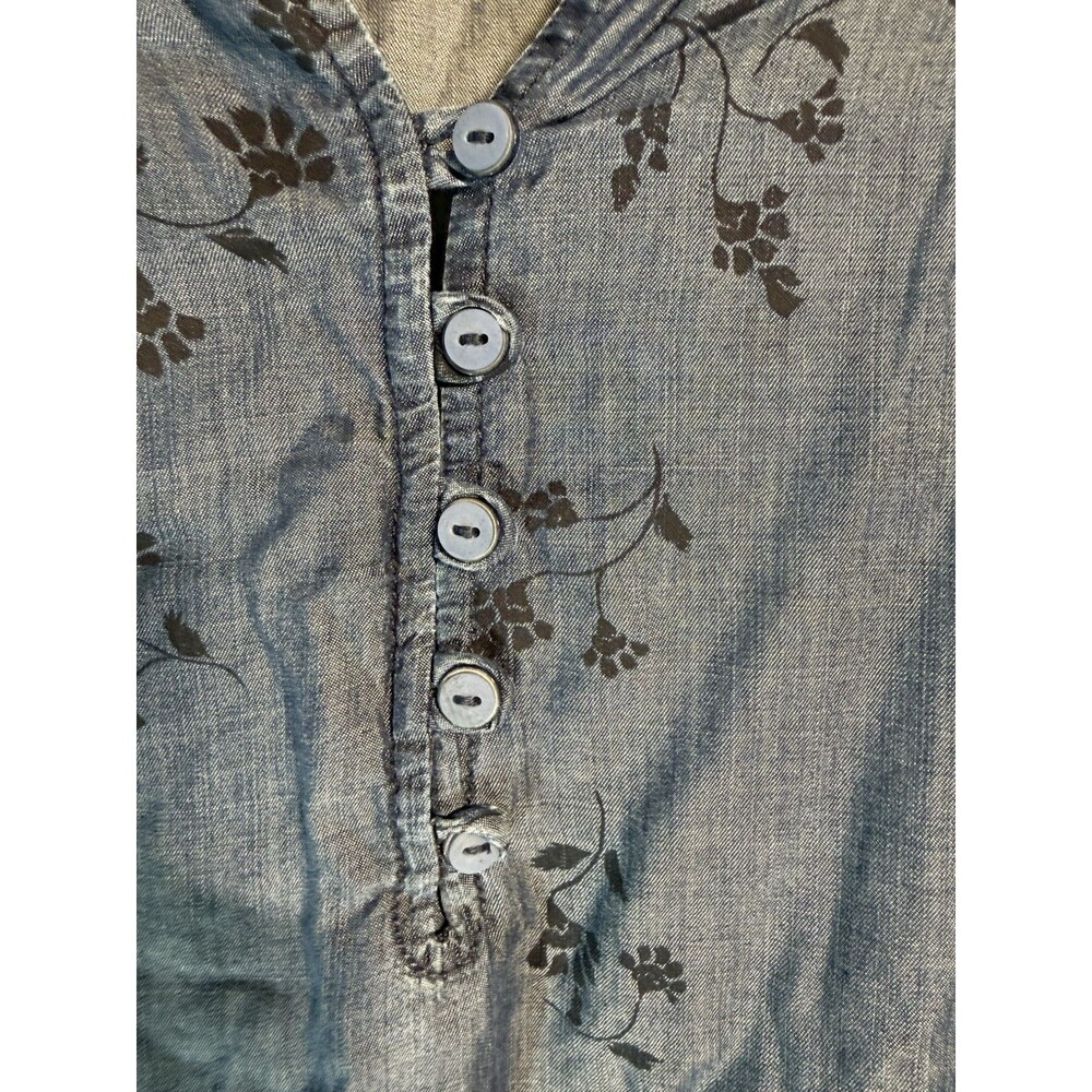 Liz Claiborne Women’s Blue Floral Tunic Blouse V-Neck Button Long Sleeve XL - Picture 3 of 10